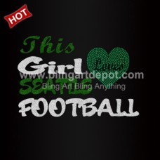 This Girl Sea The Football Rhinestone Heart Transfers